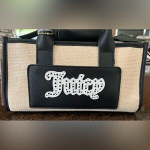 Juicy Couture Black & Cream mini Tote Bag with detachable guitar strap.